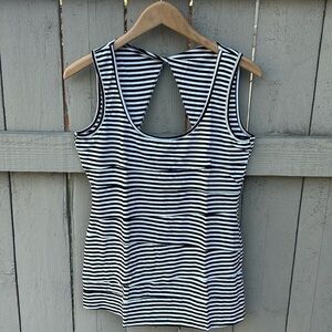 NWT Cache Black and White Striped Layered Tank Top Nautical Punk Rockabilly Sz M